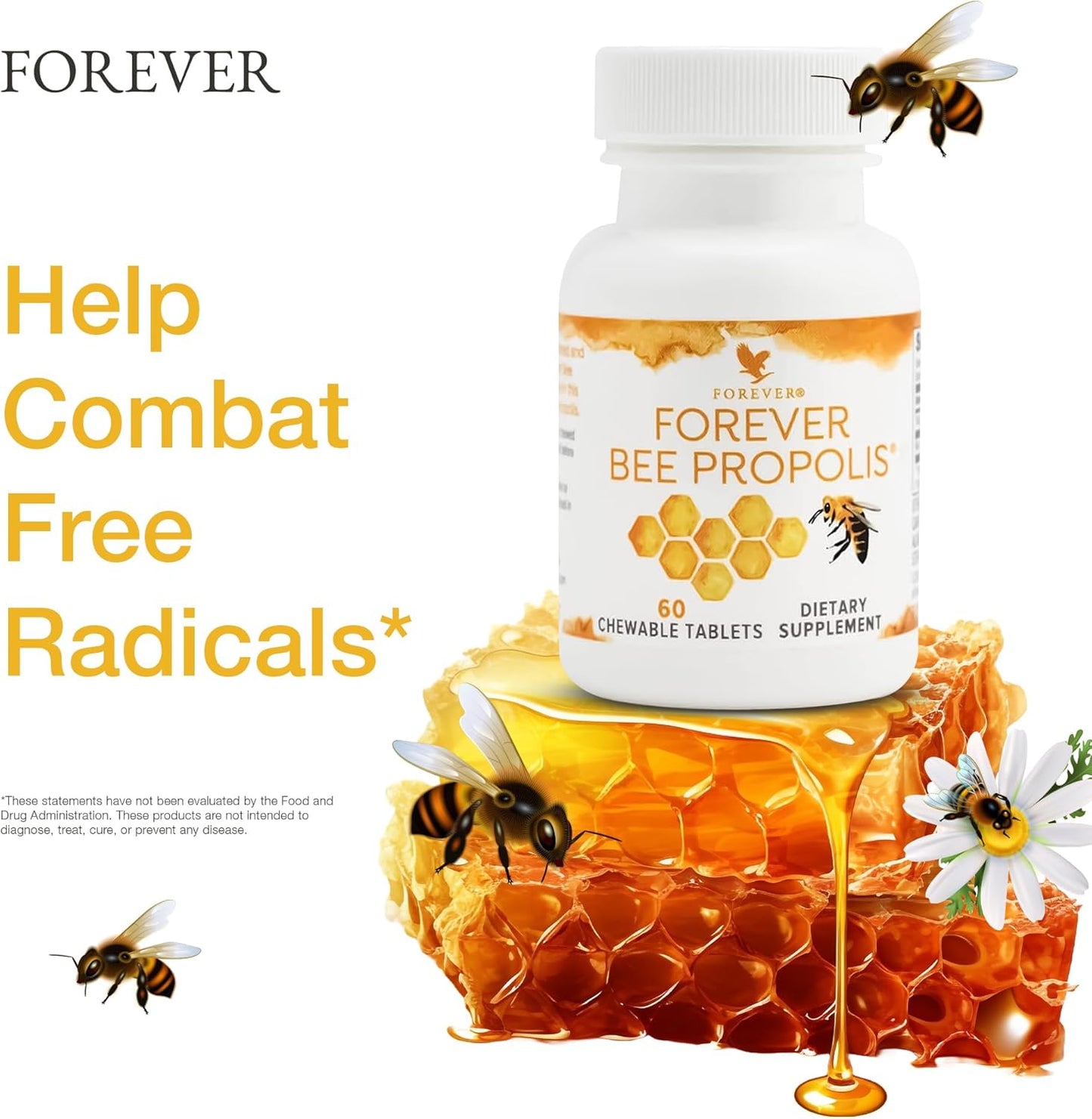 Forever Living Bee Propolis Chewable Tablets - Immune Support with Flavonoids - 60 Tablets