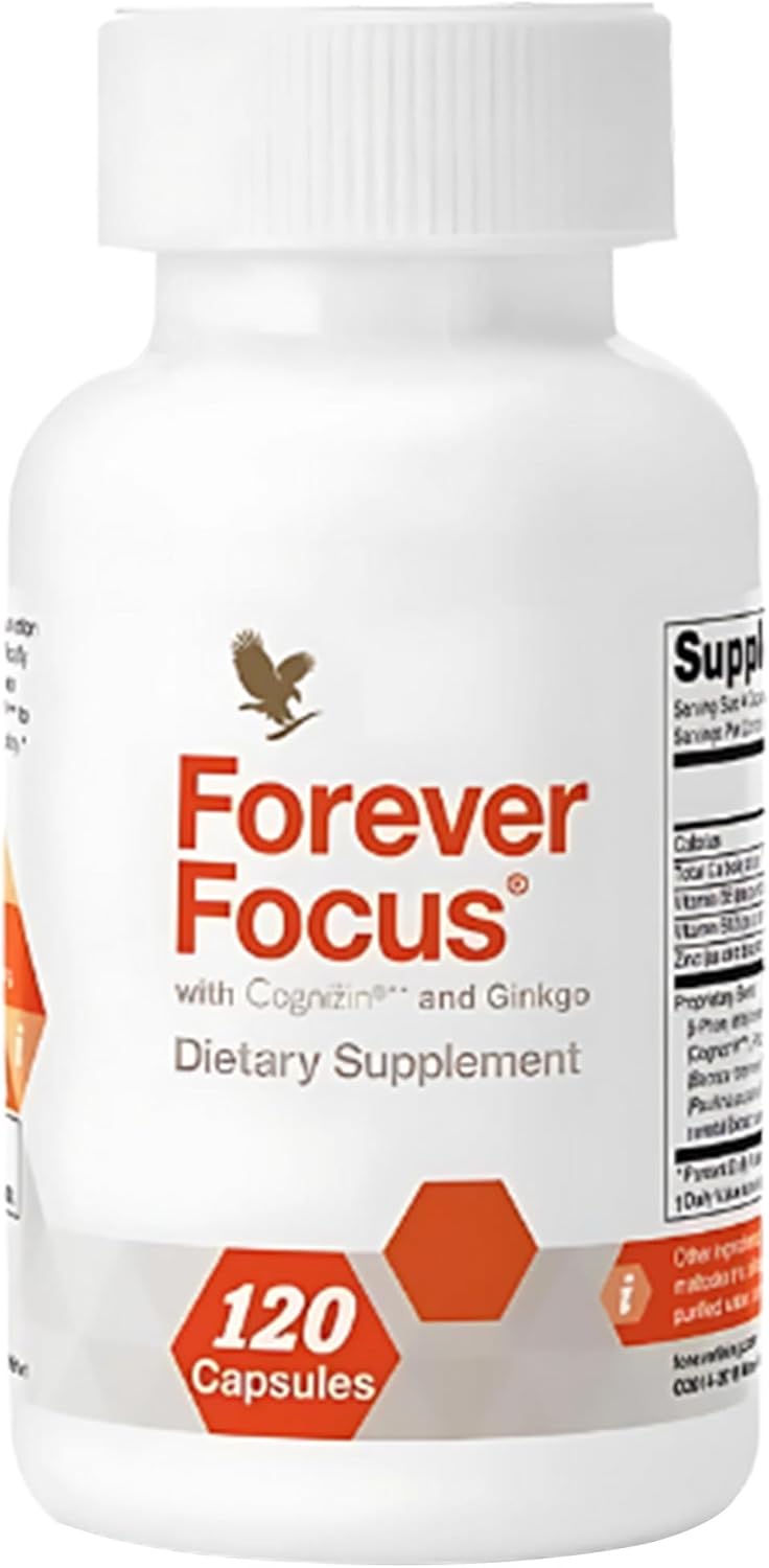 Forever Living Forever Focus Capsules - Enhance Brain Clarity and Focus with Cognizin, Bacopa, and Vitamins - Ideal for Students, Professionals, and Seniors - 120 Count