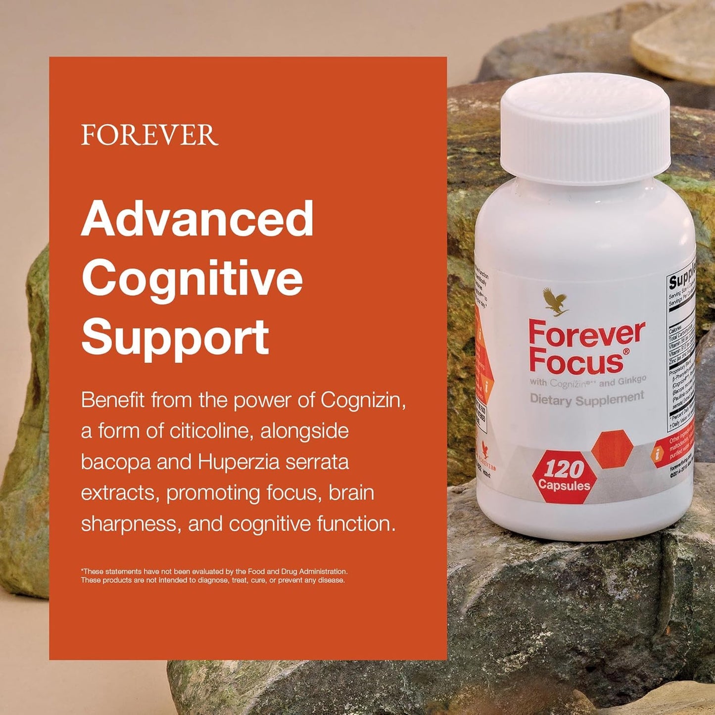 Forever Living Forever Focus Capsules - Enhance Brain Clarity and Focus with Cognizin, Bacopa, and Vitamins - Ideal for Students, Professionals, and Seniors - 120 Count