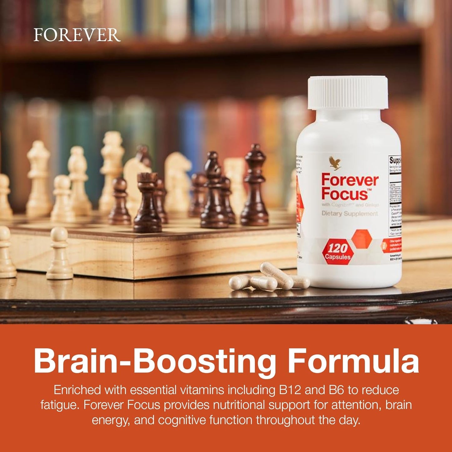 Forever Living Forever Focus Capsules - Enhance Brain Clarity and Focus with Cognizin, Bacopa, and Vitamins - Ideal for Students, Professionals, and Seniors - 120 Count