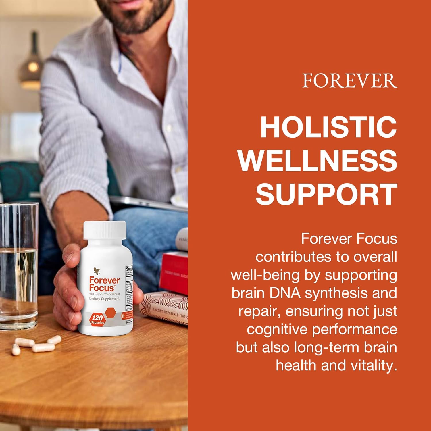 Forever Living Forever Focus Capsules - Enhance Brain Clarity and Focus with Cognizin, Bacopa, and Vitamins - Ideal for Students, Professionals, and Seniors - 120 Count