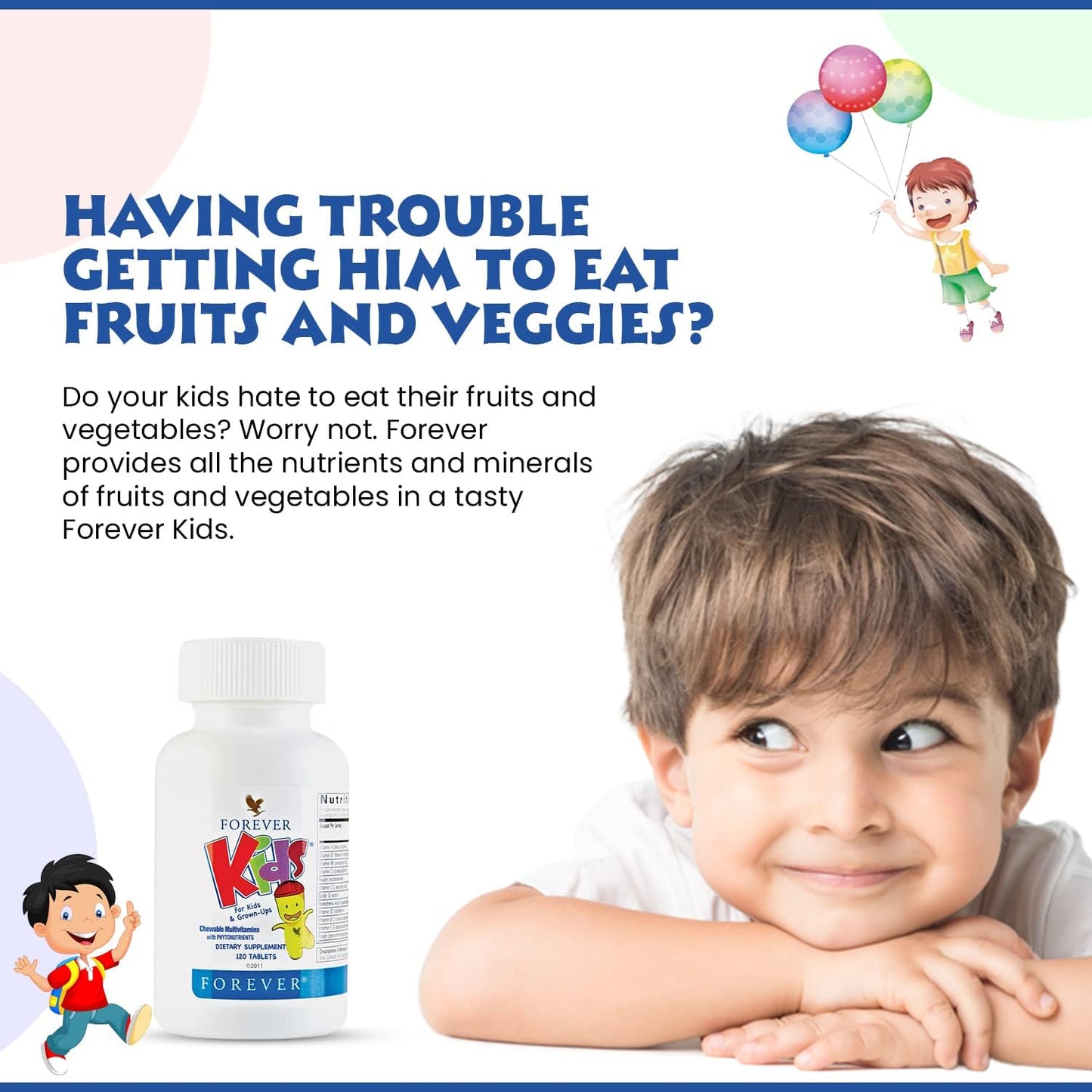 Forever Living Kids Chewable Multivitamin - Grape Flavor - 240 Tablets - Healthy Growth & Development - No Artificial Flavors