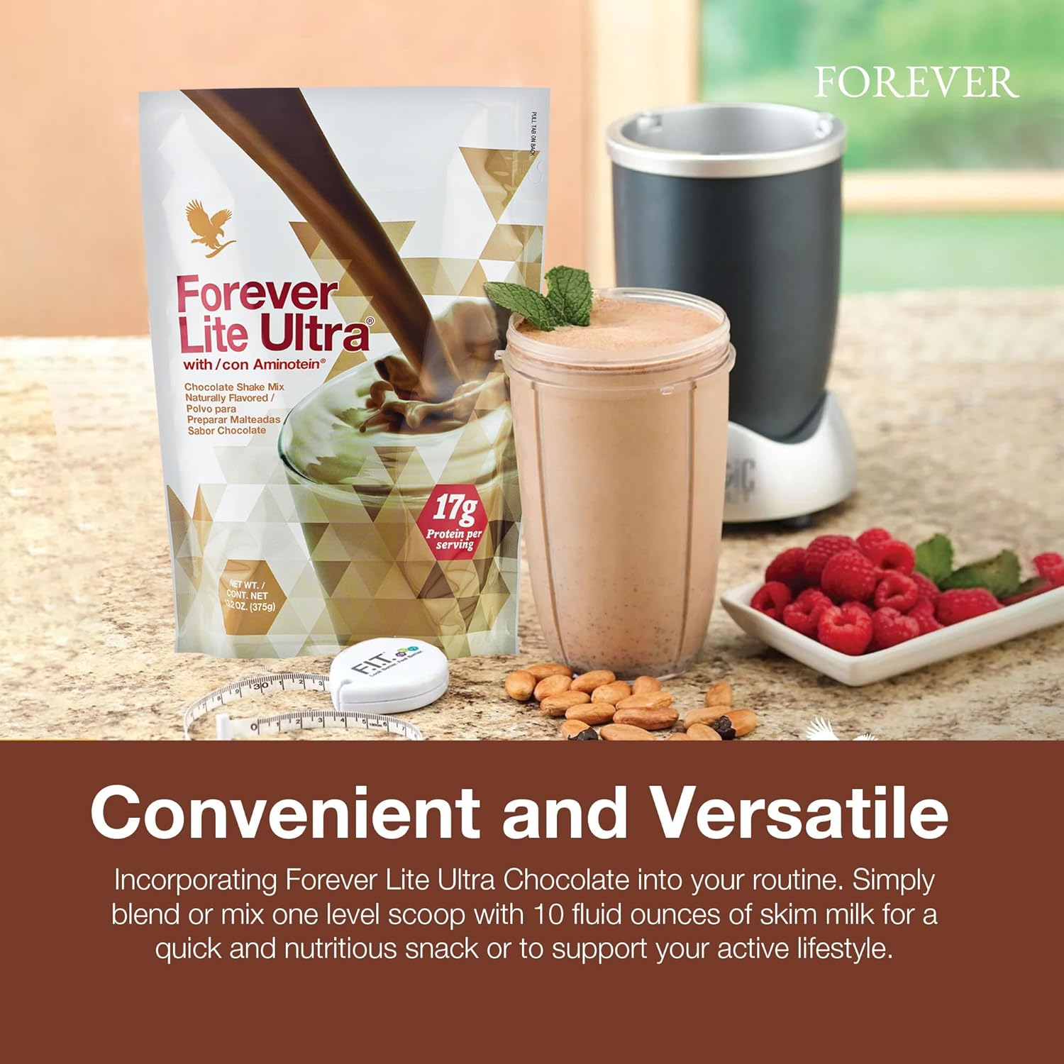 Forever Living Lite Ultra Chocolate Protein Shake Mix - Aminotein, Low Carb Drink for Lean Muscle Mass, 13.2 oz