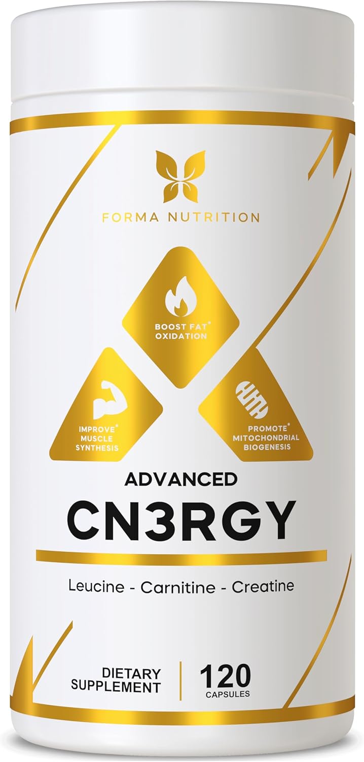 FORMA NUTRITION Advanced CN3RGY Supplement - Boost Energy with L-Leucine, L-Carnitine, and Creatine - 120 Capsules, 1000mg Leucine, 400mg Carnitine, 400mg Creatine HCl.
