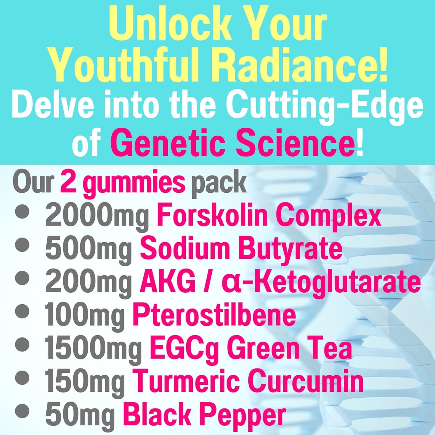 Forskolin Sodium Butyrate Pterostilbene Gummies with Green Tea and Turmeric - Powerful Supplement for Weight Management and Overall Health