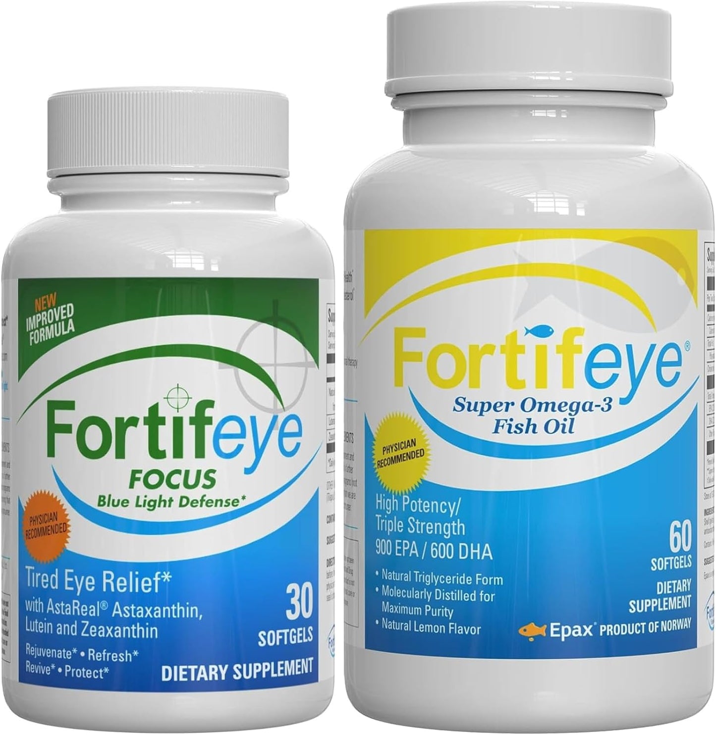 Fortifeye Blue Light Protection & Heart Health Bundle with Super Omega Fish Oil and Focus Vitamins