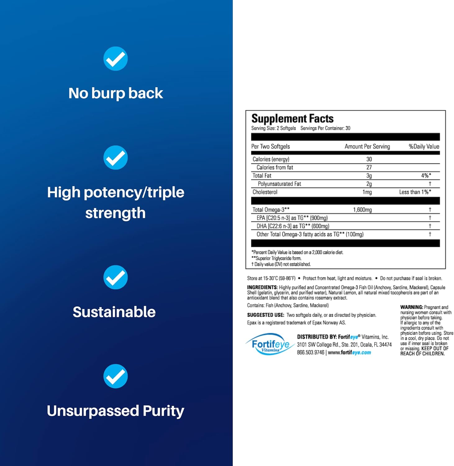 Fortifeye Blue Light Protection & Heart Health Bundle with Super Omega Fish Oil and Focus Vitamins