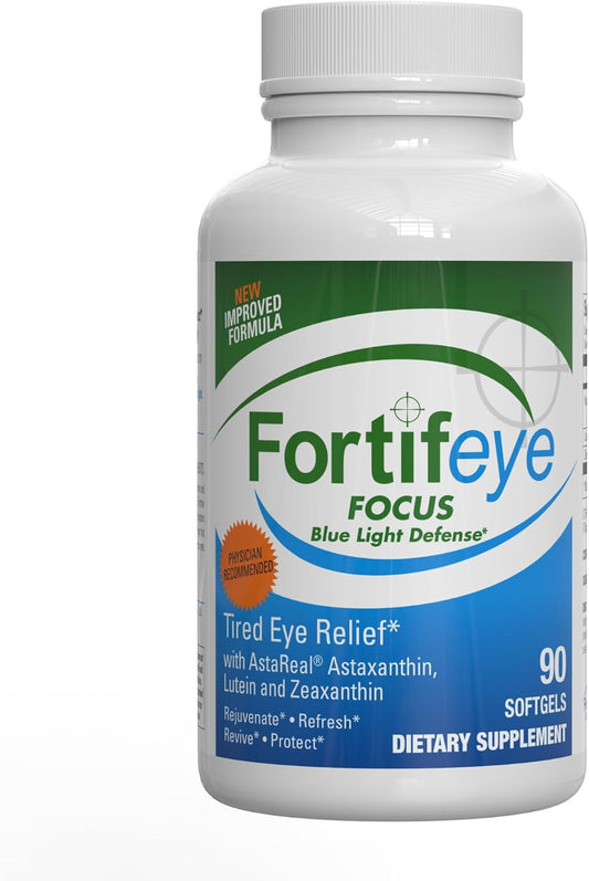 Fortifeye Focus Eye Care Supplement with Triple Carotenoid | Astaxanthin, Lutein, Zeaxanthin | 90 Softgel Capsules