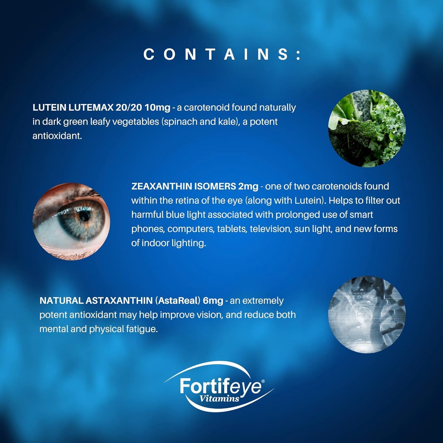 Fortifeye Focus Eye Care Supplement with Triple Carotenoid | Astaxanthin, Lutein, Zeaxanthin | 90 Softgel Capsules
