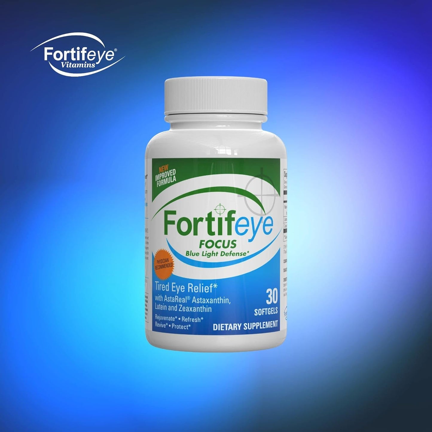 Fortifeye Focus Eye Care Supplement with Triple Carotenoid - Astaxanthin, Lutein, Zeaxanthin - 30 Softgel Capsules