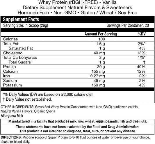 Fortifeye Super Protein: Non-Denatured Vanilla Whey Protein from New Zealand Grass-Fed Cows - 1 Pack