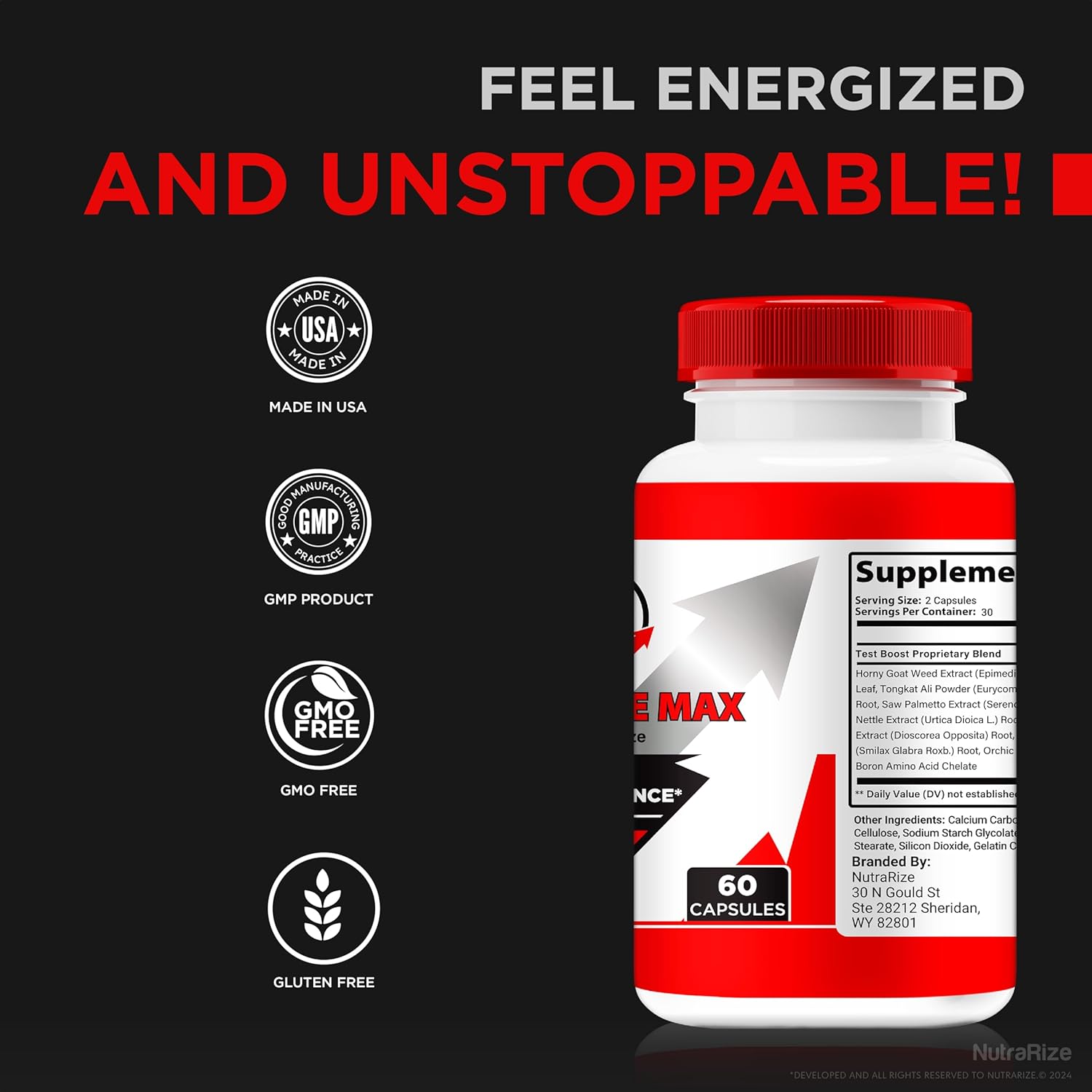 Fortirise Max for Men (2 Pack) - Natural Stamina and Energy Support Supplement for Performance and Health - 120 Capsules