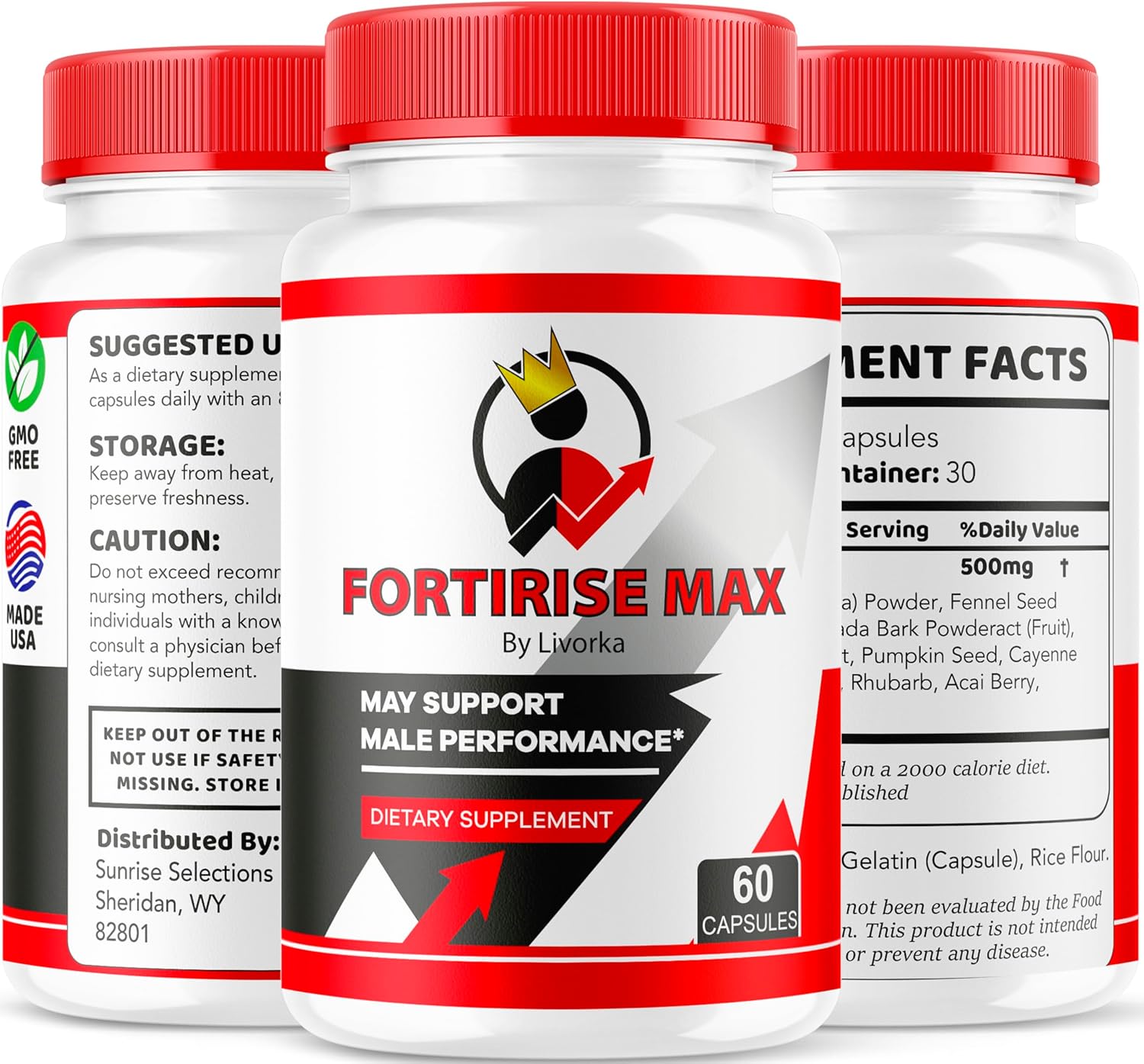 Fortirise Max Men's Supplement 2 Pack - 120 Capsules for 2 Months of Ultra Vitamins and Pills