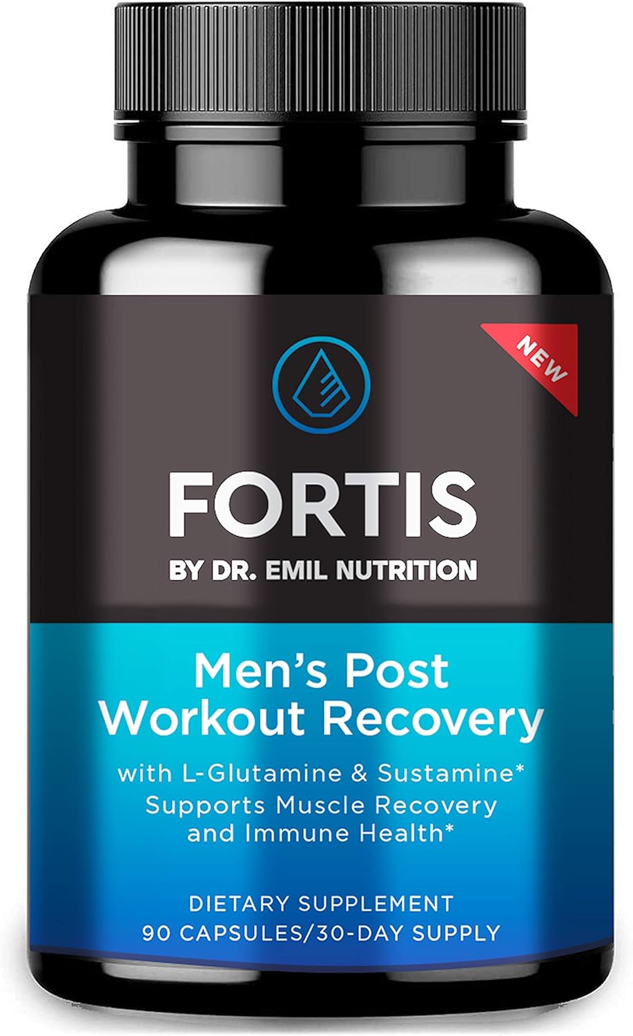 Fortis Post-Workout Recovery Capsule for Men with L-Glutamine and Sustamine - Supports Muscle Recovery & Immune Health, 30 Servings