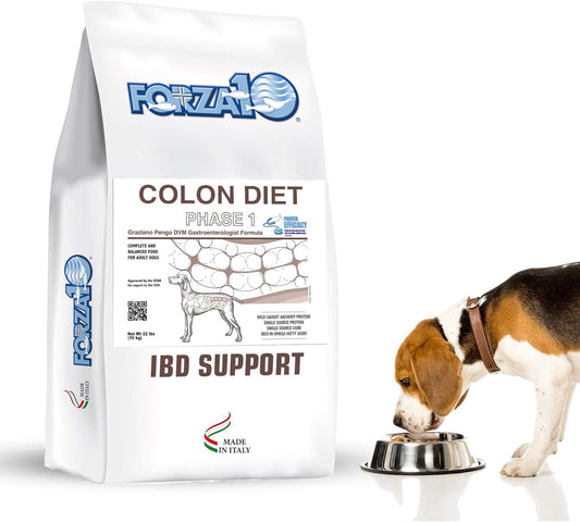 Forza10 Active Colon Support Diet Phase 1 Dry Dog Food, 22 lb - Helps with Diarrhea, Colitis & Constipation, Wild Caught Anchovy Flavor