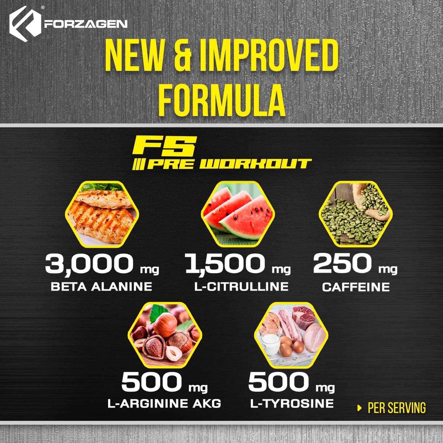 Forzagen F5 Blue Razz Pre Workout Powder - Sugar-Free Energy Booster for Men and Women