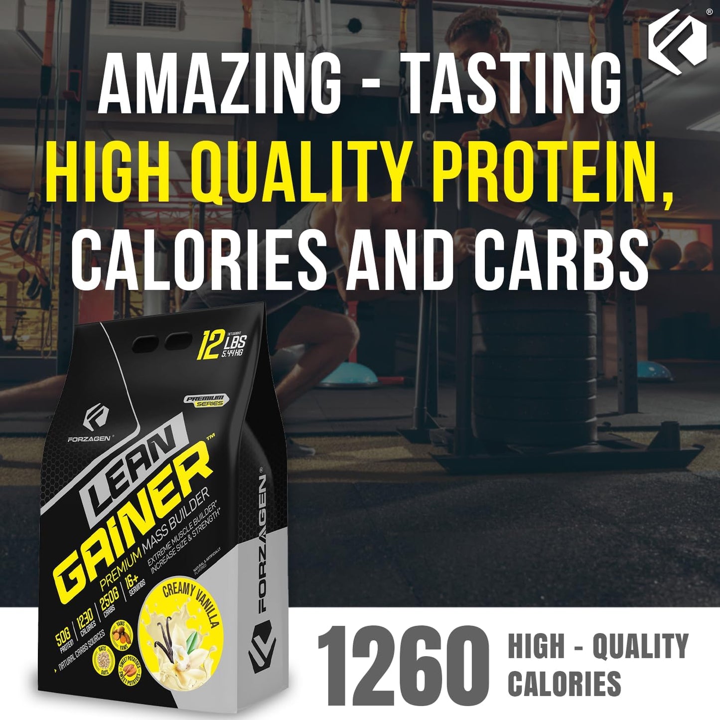 Forzagen Lean Gainer Premium Mass Builder - Mass Gainer Protein Powder (12 Lbs, Creamy Vanilla) for Men & Women
