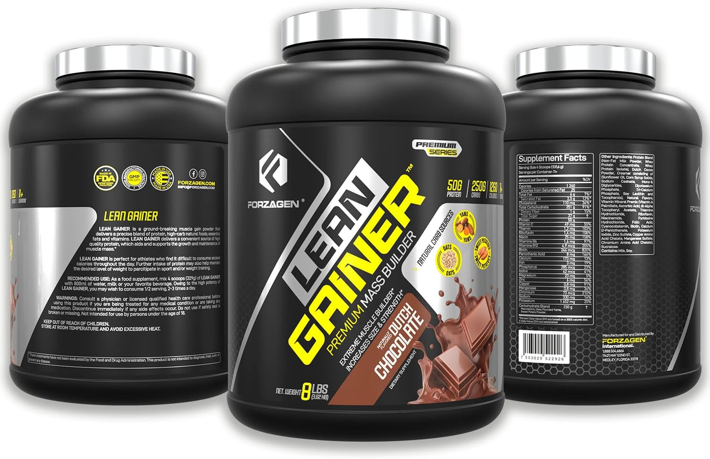 Forzagen Lean Gainer Premium Mass Builder Protein Powder - High Calorie Weight Gain Supplement for Men & Women - Muscle Building Bulk Supplement, Dutch Chocolate, 8 lbs.