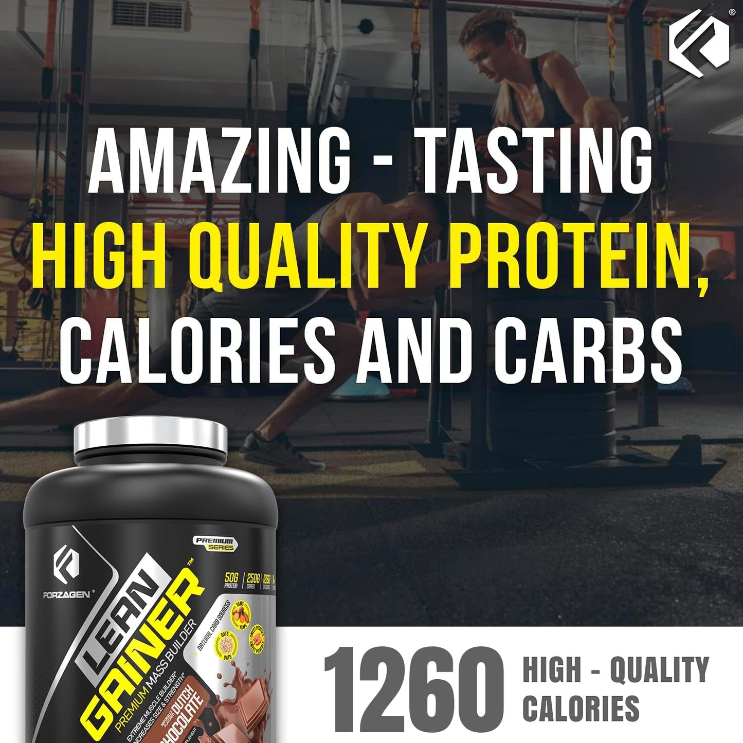 Forzagen Lean Gainer Premium Mass Builder Protein Powder - High Calorie Weight Gain Supplement for Men & Women - Muscle Building Bulk Supplement, Dutch Chocolate, 8 lbs.