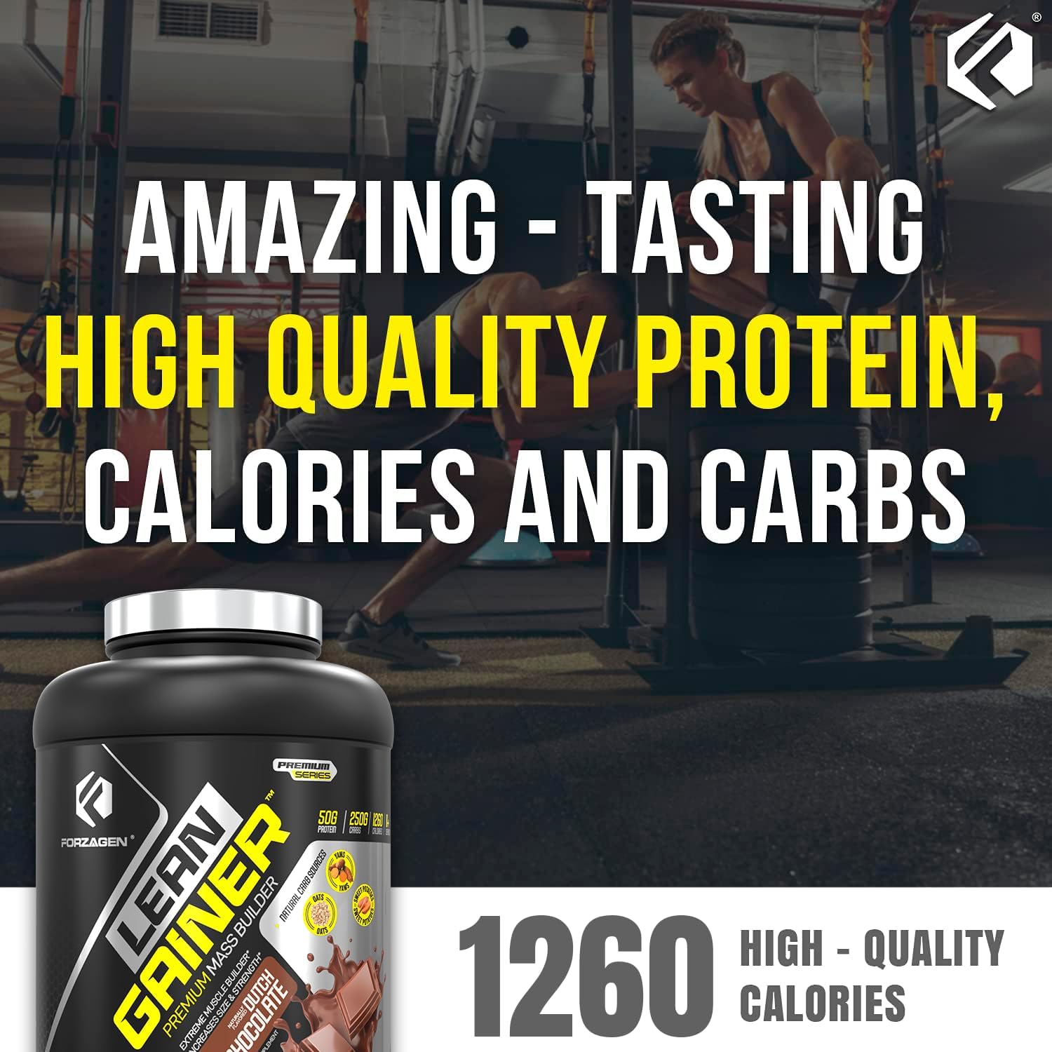 Forzagen Lean Gainer Premium Mass Builder Protein Powder - High Calorie Weight Gain Supplement for Men & Women - Muscle Building Bulk Supplement, Dutch Chocolate, 8 lbs.