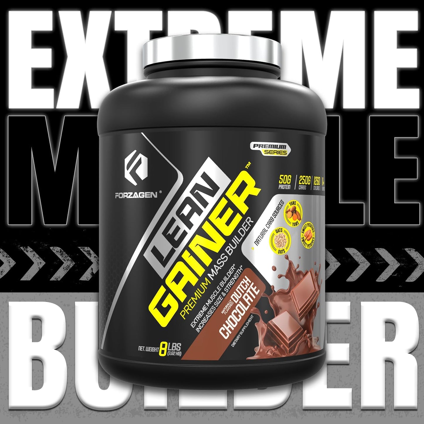 Forzagen Lean Gainer Premium Mass Builder Protein Powder - High Calorie Weight Gain Supplement for Men & Women - Muscle Building Bulk Supplement, Dutch Chocolate, 8 lbs.