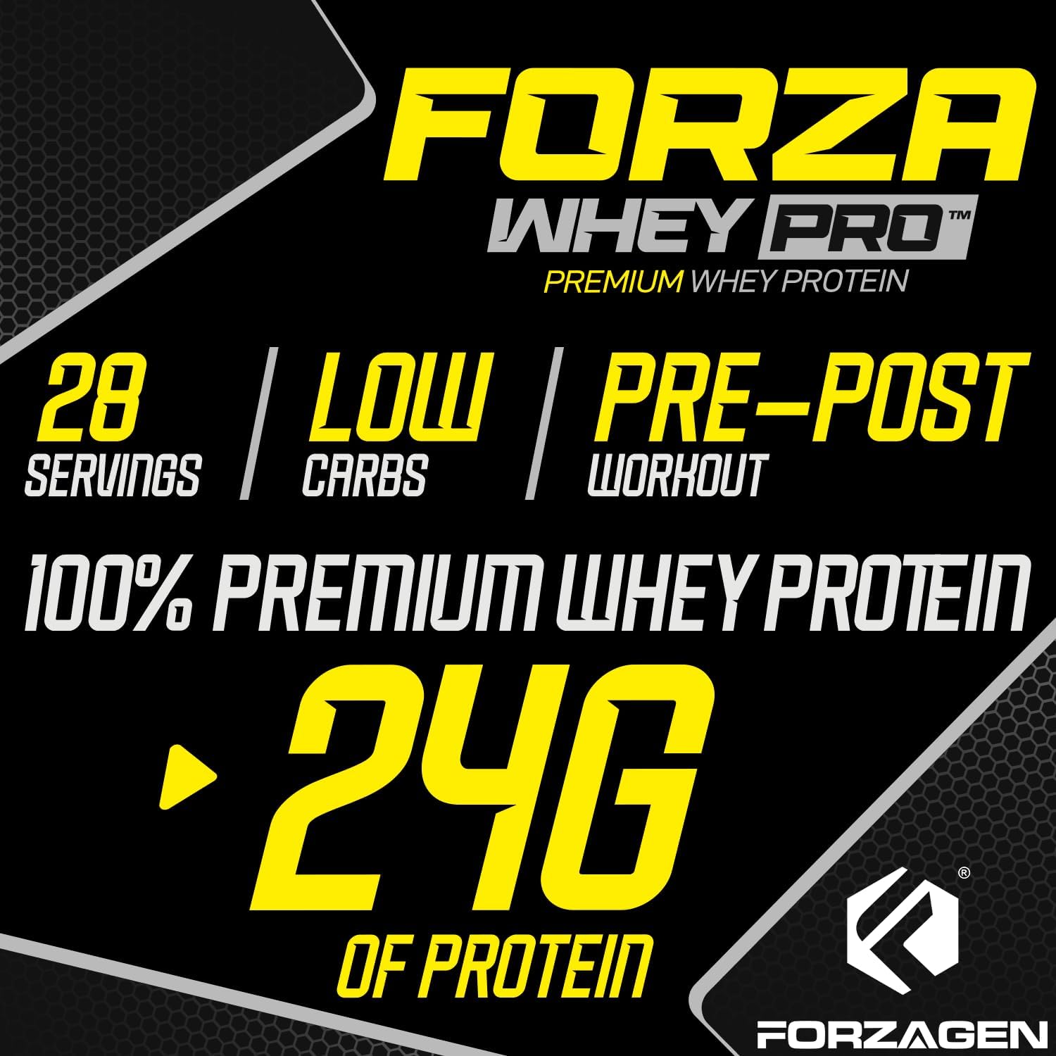 Forzagen Whey PRO Low Carb Protein Powder - Cinnamon Swirl Flavor | 24g Protein, No Added Sugar, Gluten Free | Ideal for Men & Women, BCAA | 2 lbs (28 Servings)