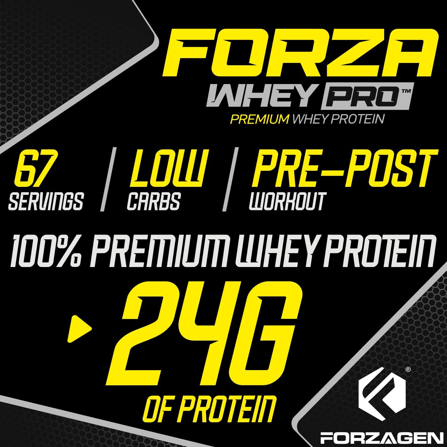 Forzagen Whey PRO Low Carb Protein Powder 5 lbs - ChocoCoco Flavor | 24g Protein, No Sugar, Gluten Free, BCAA, Ideal for Shakes & Mixes, Men & Women - 67 Servings