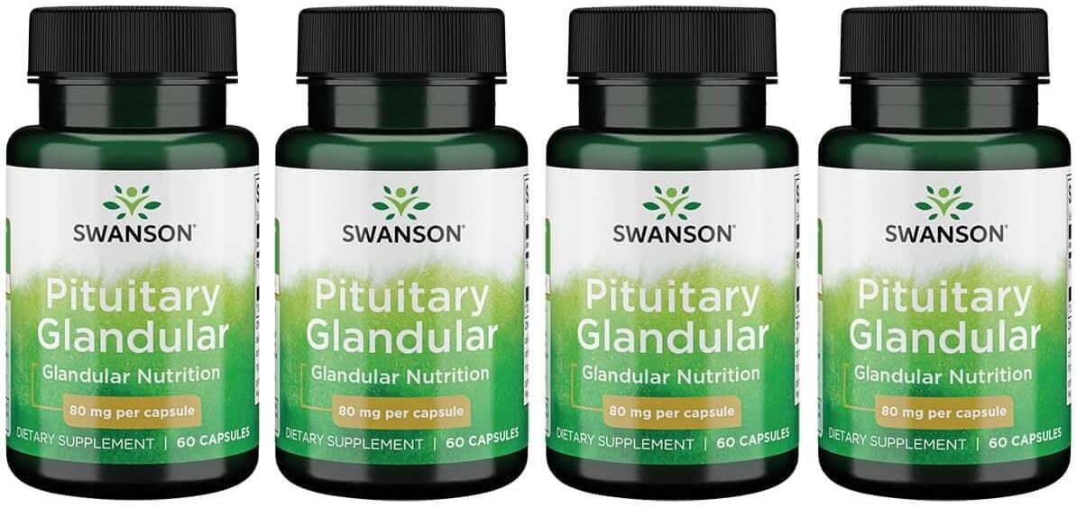 Four Pack of Swanson Raw Pituitary Glandular 80mg Capsules - 60 Count