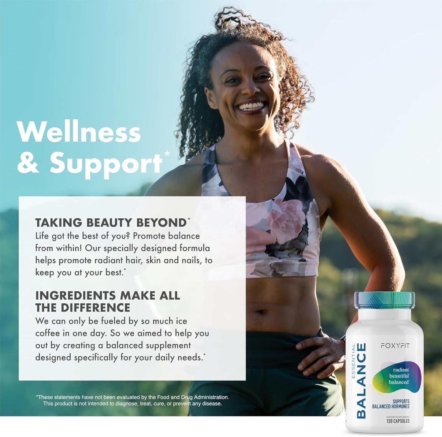 Foxy Fit Essential Balance Hormonal Support & Vitamin Supplement for Women - Antioxidant, Healthy Skin & Hair - 30 Servings