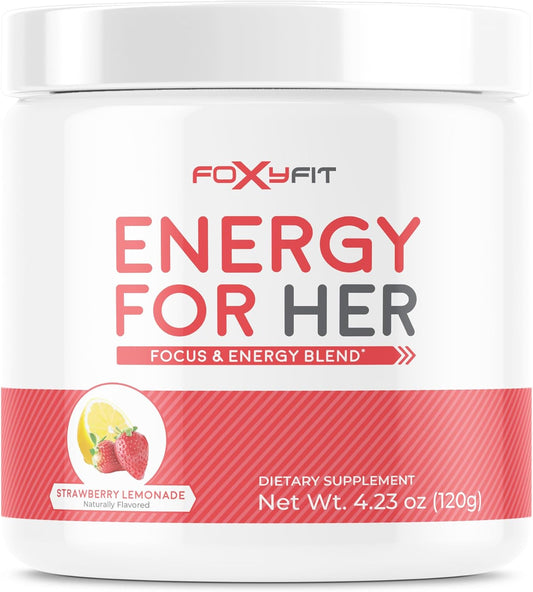 FoxyFit Energy for Women - Strawberry Lemonade Flavor - 30 Servings - Energy and Recovery Support by Foxy Fit