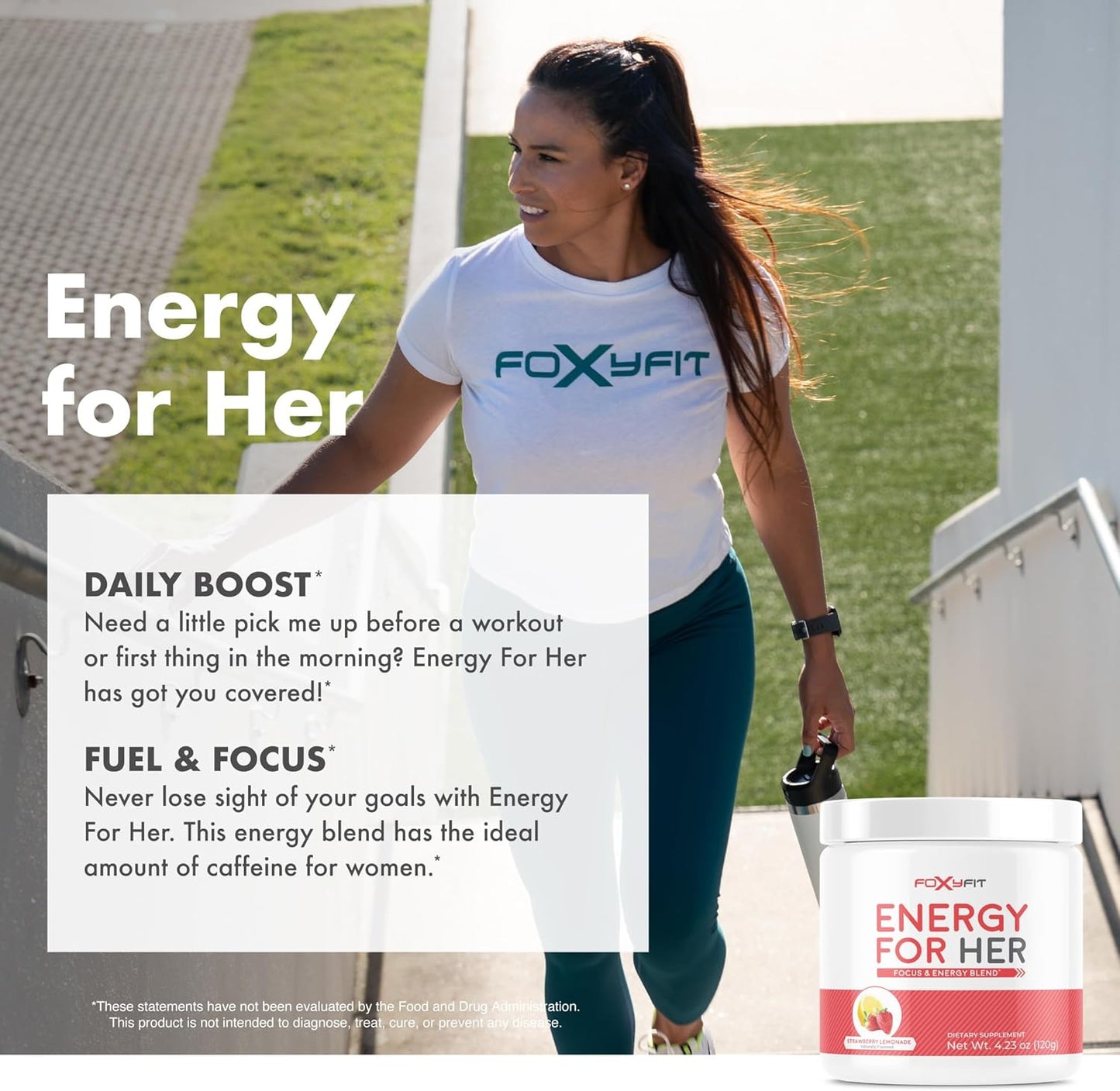 FoxyFit Energy for Women - Strawberry Lemonade Flavor - 30 Servings - Energy and Recovery Support by Foxy Fit
