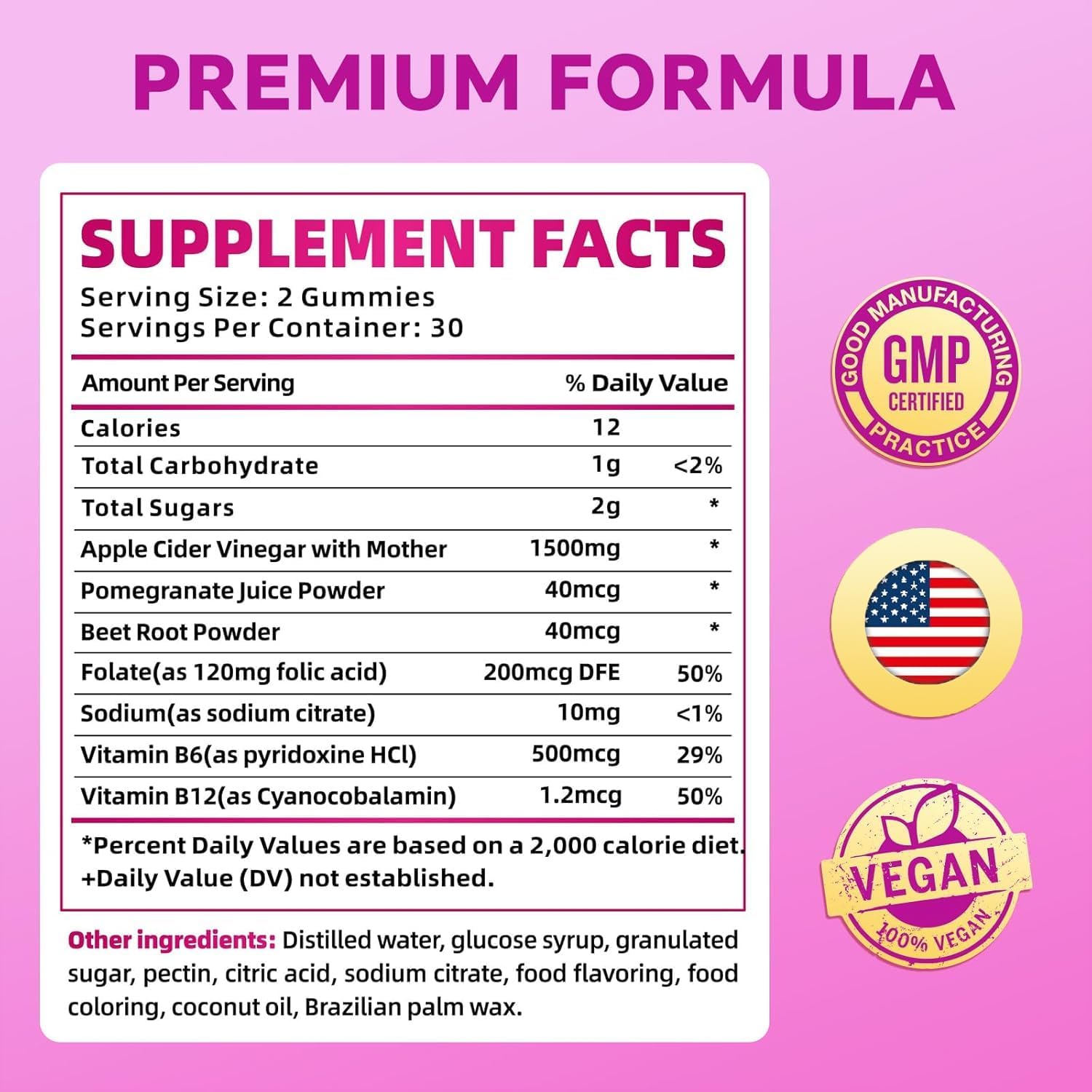 FraFr.gancia Keto Apple Cider Vinegar Gummies with B6 & B12 - Vegan, Gelatin-Free, Detox Cleanse Support for Men & Women - 60 Gummies