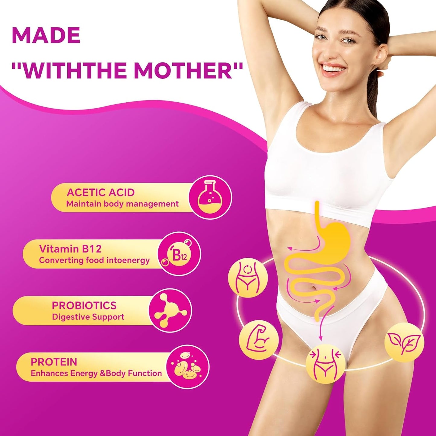 FraFr.gancia Keto Apple Cider Vinegar Gummies with B6 & B12 - Vegan, Gelatin-Free, Detox Cleanse Support for Men & Women - 60 Gummies