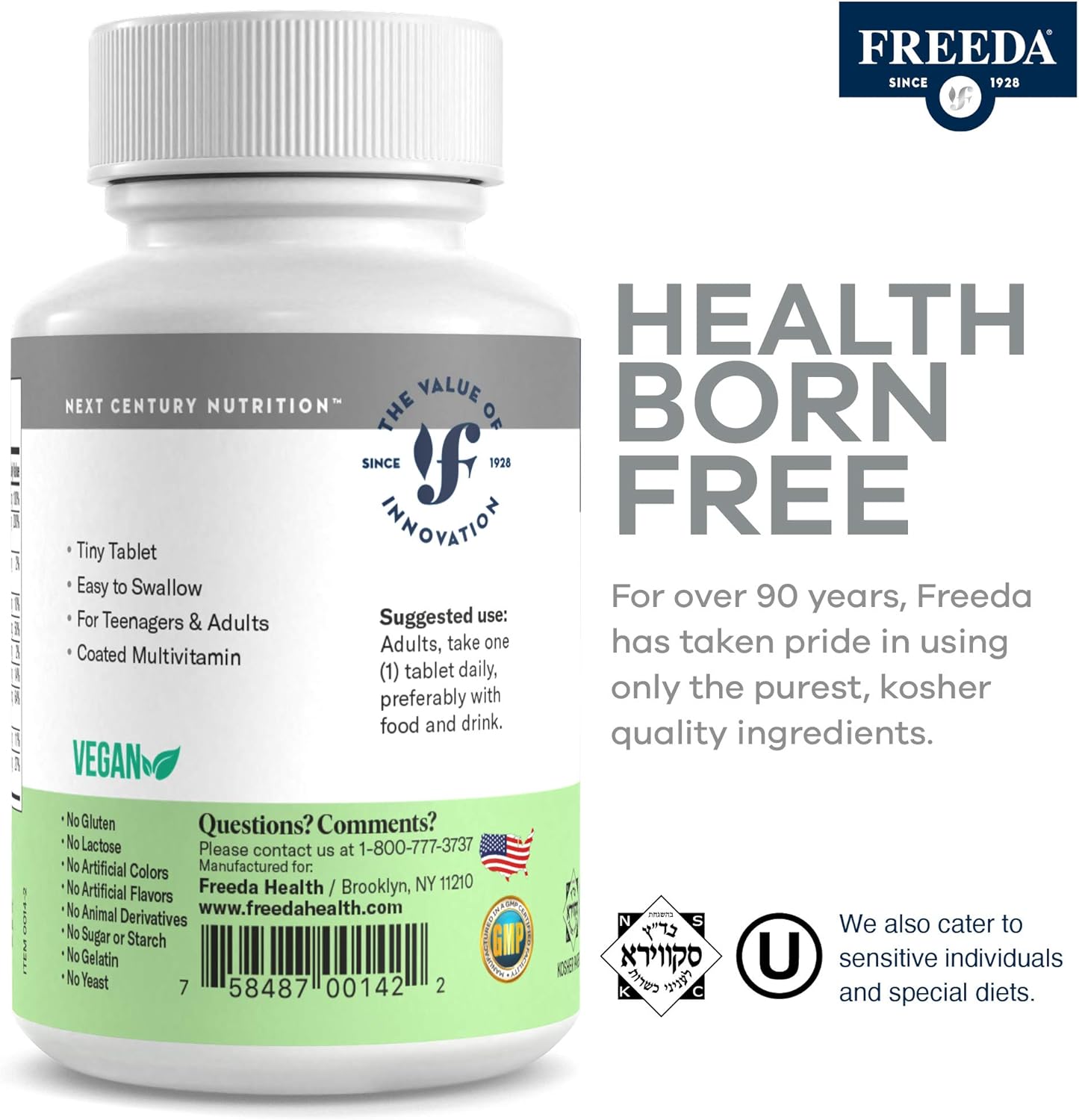 Freedavite Tiny Tablets: Balanced Multivitamin with Essential Vitamins and Minerals - 250 Count