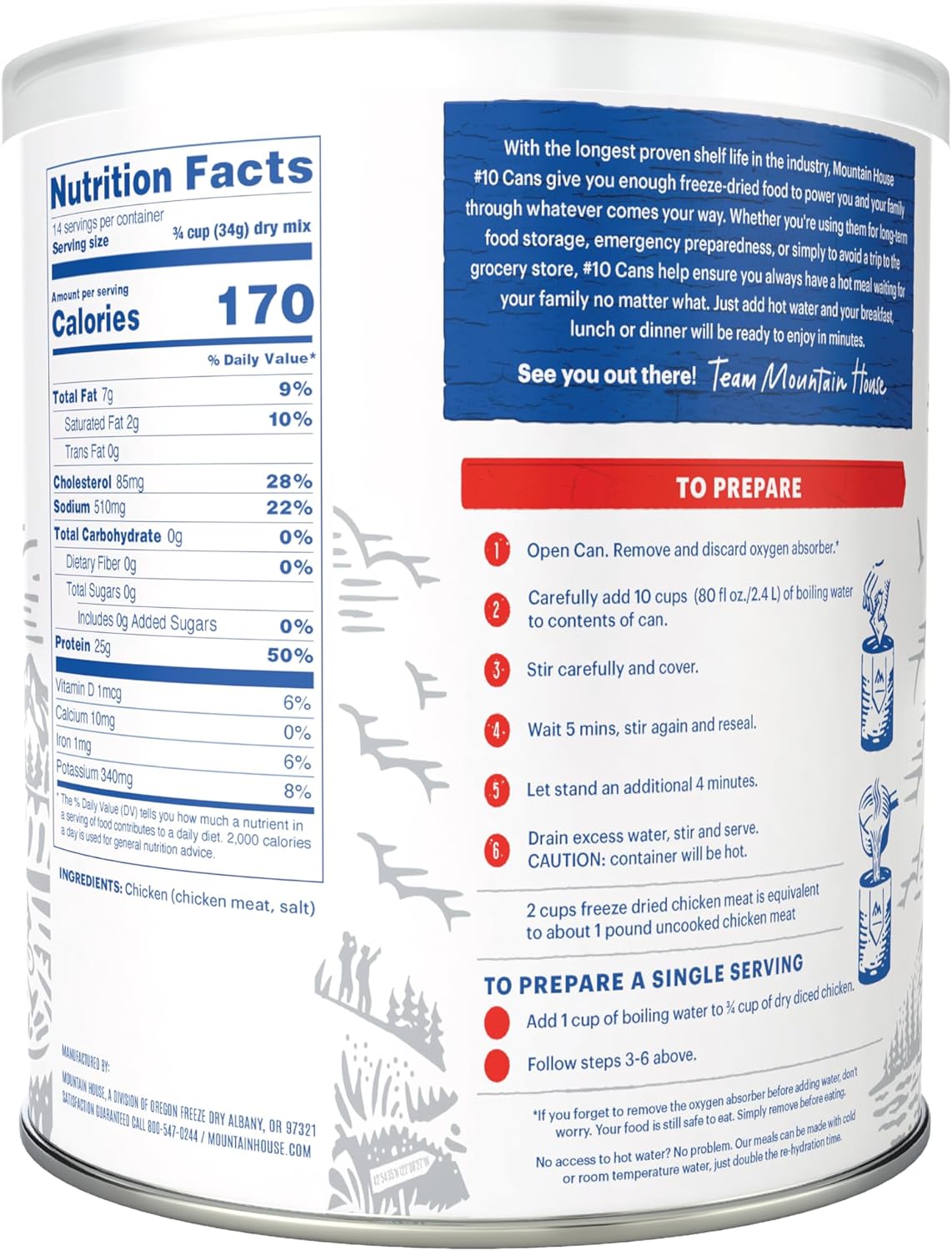 Freeze Dried Diced Chicken for Survival & Emergency Food | Mountain House | Gluten-Free | #10 Can