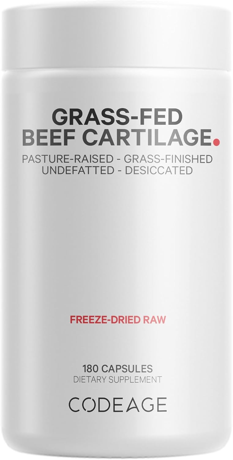 Freeze Dried Grass Fed Beef Cartilage & Liver Supplement - Non-Defatted Bovine Tracheal Pills - Pasture Raised Argentina Beef Vitamins - Non-GMO - 180 Capsules