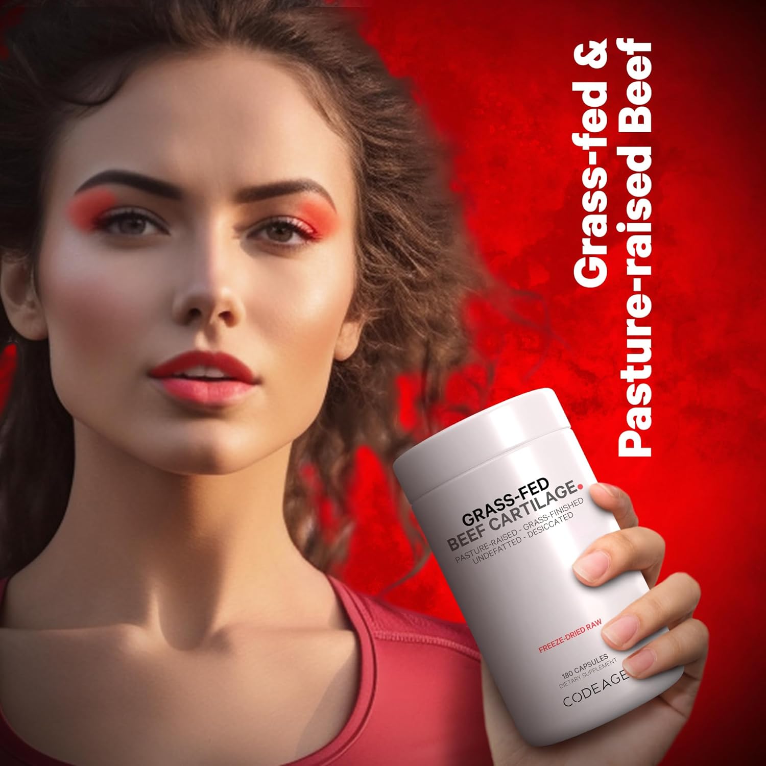 Freeze Dried Grass Fed Beef Cartilage & Liver Supplement - Non-Defatted Bovine Tracheal Pills - Pasture Raised Argentina Beef Vitamins - Non-GMO - 180 Capsules