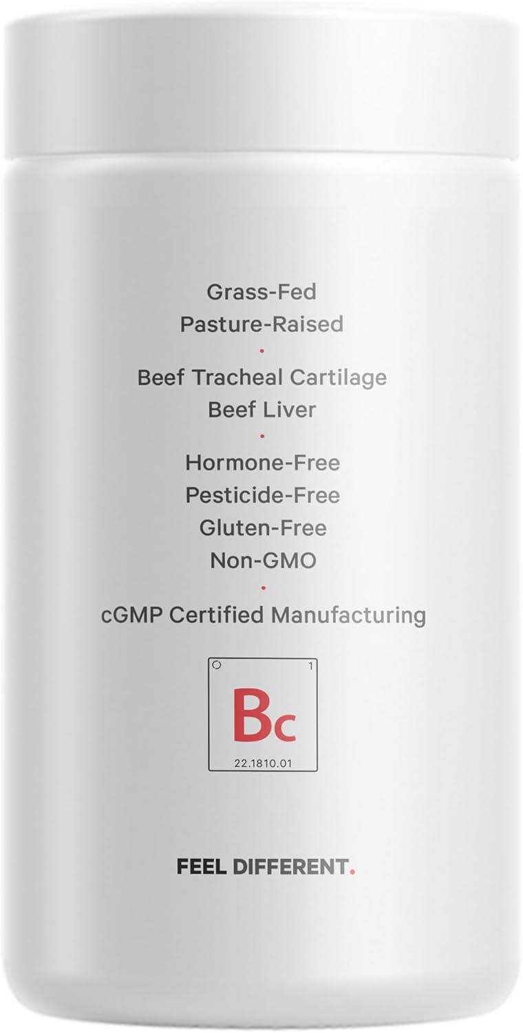 Freeze Dried Grass Fed Beef Cartilage & Liver Supplement - Non-Defatted Bovine Tracheal Pills - Pasture Raised Argentina Beef Vitamins - Non-GMO - 180 Capsules