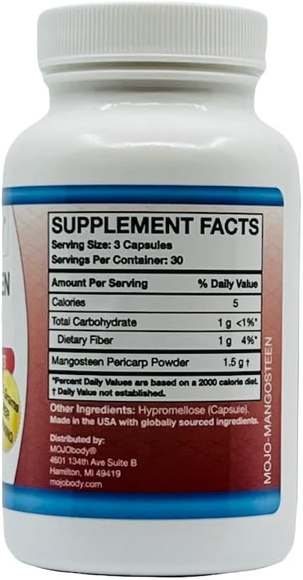 Freeze Dried Mangosteen Pericarp Capsules 2-Pack, 1.5g per Serving, 90 Veggie Capsules, Xanthone Rich Formula