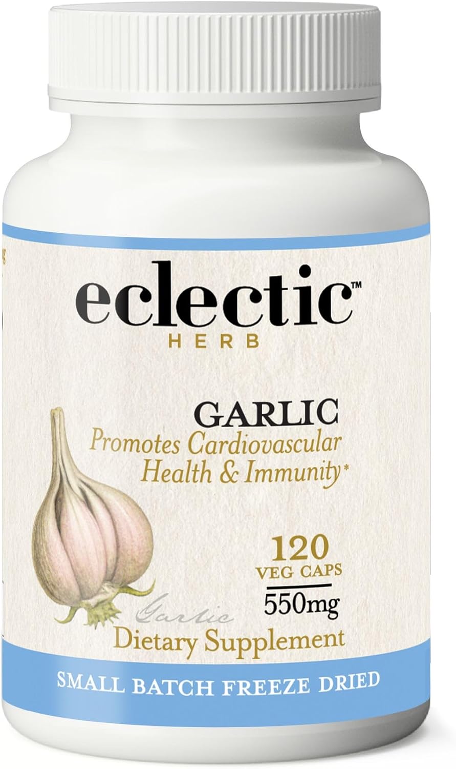 Freeze-Dried Non-GMO Garlic Capsules for Overall Health & Immune Support - 120 CT by Eclectic Institute