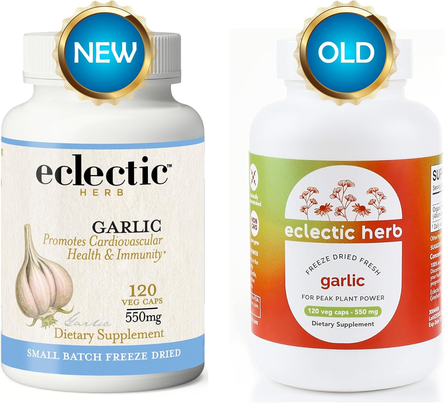 Freeze-Dried Non-GMO Garlic Capsules for Overall Health & Immune Support - 120 CT by Eclectic Institute