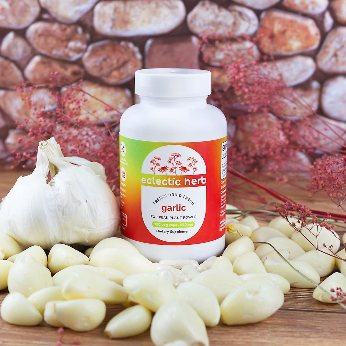 Freeze-Dried Non-GMO Garlic Capsules for Overall Health & Immune Support - 120 CT by Eclectic Institute