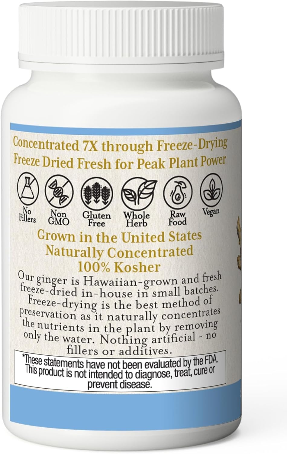 Freeze-Dried Non-GMO Ginger Capsules for Heart and Digestive Health - 90 Count