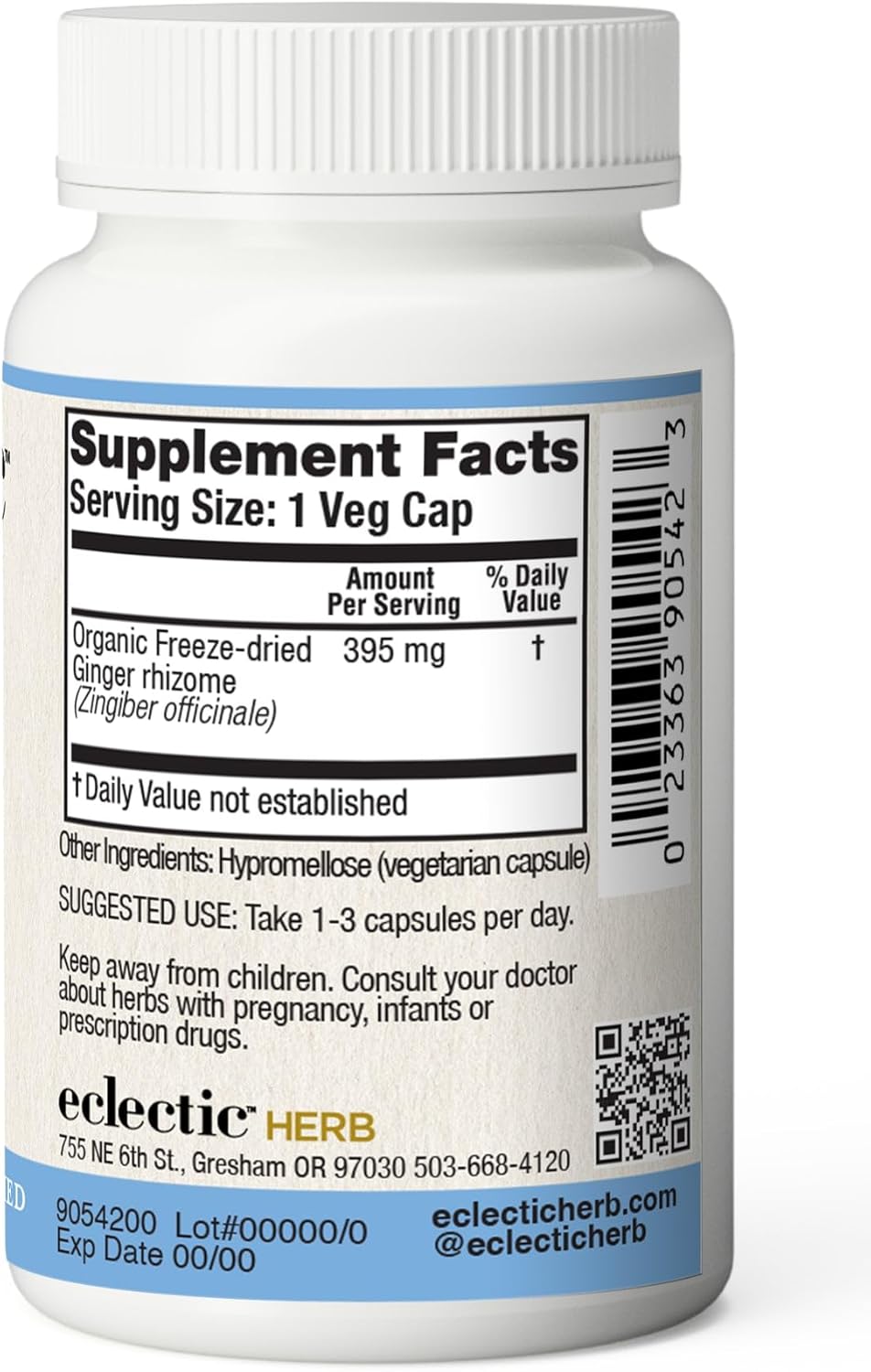 Freeze-Dried Non-GMO Ginger Capsules for Heart and Digestive Health - 90 Count