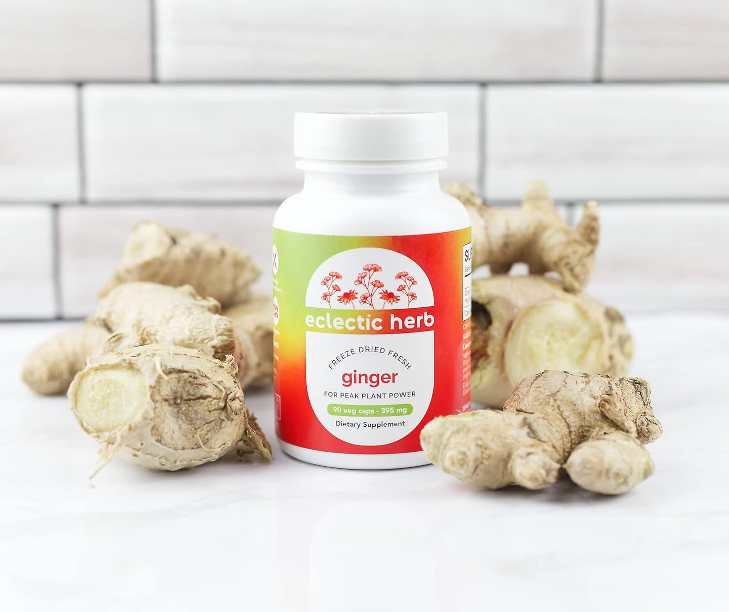 Freeze-Dried Non-GMO Ginger Capsules for Heart and Digestive Health - 90 Count