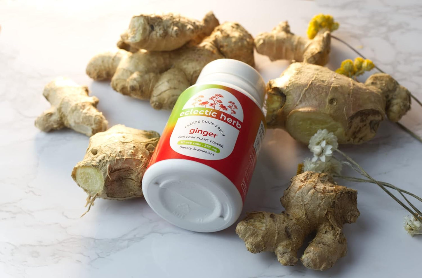 Freeze-Dried Non-GMO Ginger Capsules for Heart and Digestive Health - 90 Count