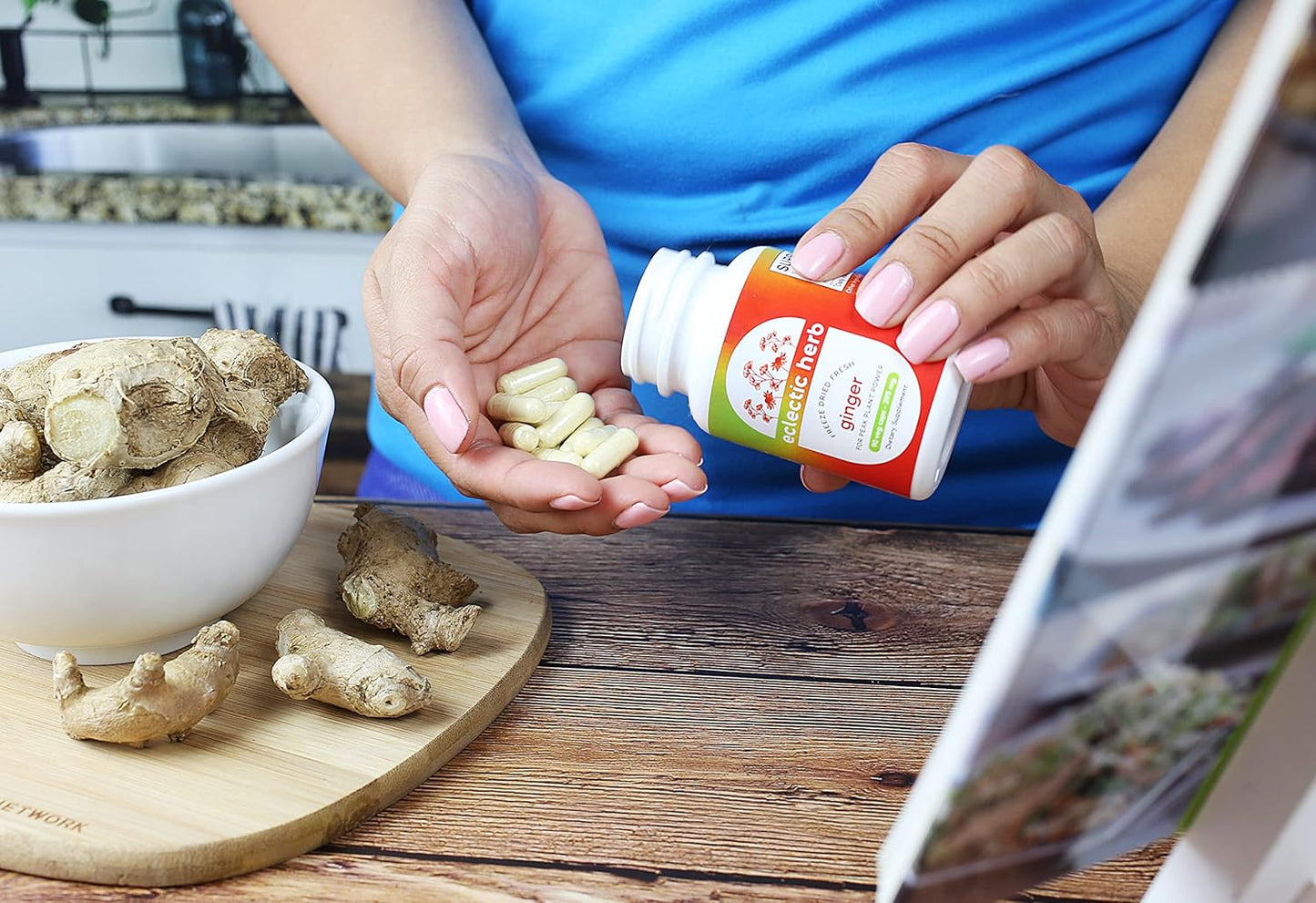 Freeze-Dried Non-GMO Ginger Capsules for Heart and Digestive Health - 90 Count