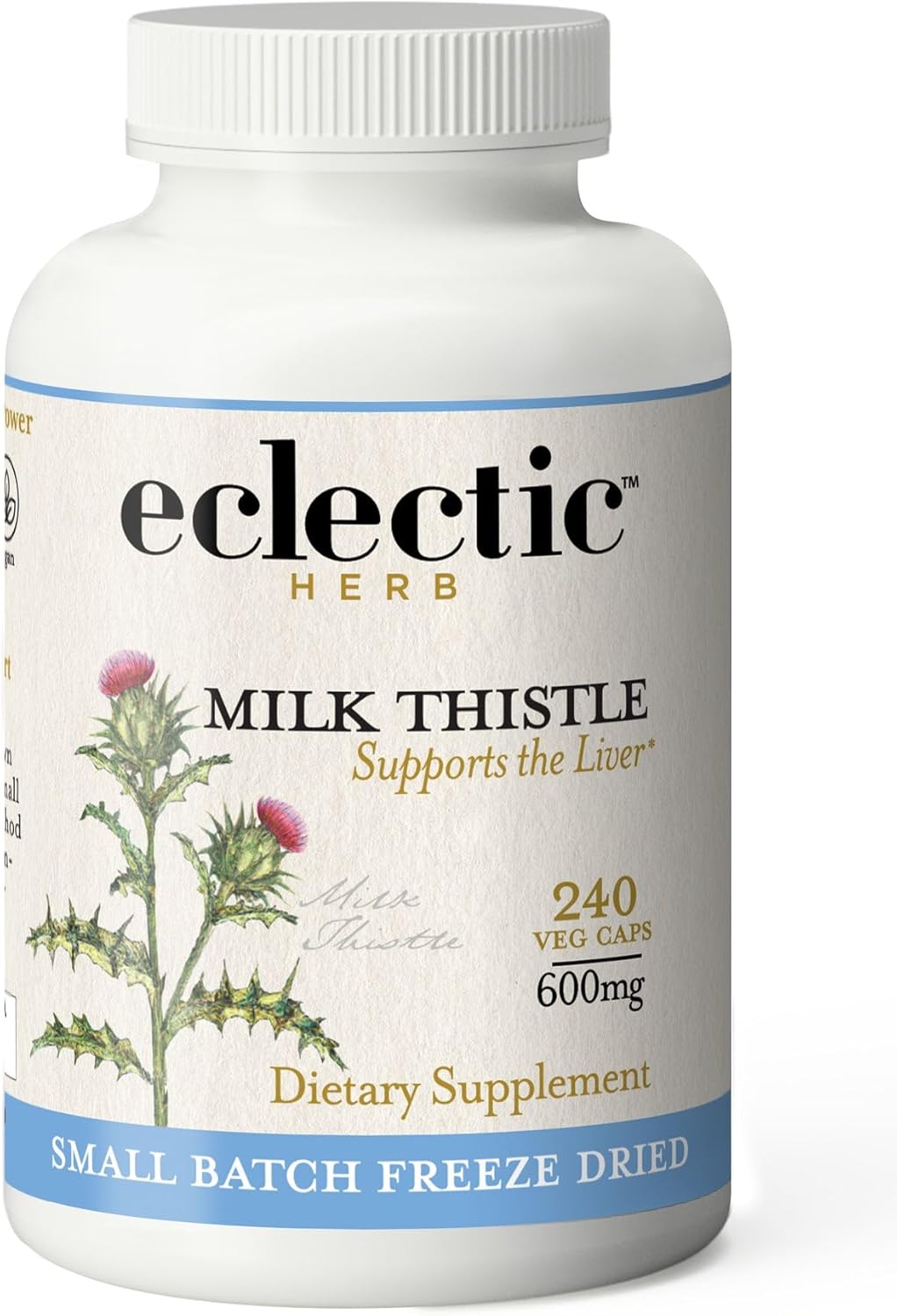 Freeze-Dried Non-GMO Milk Thistle Capsules with Silymarin for Liver Support - 240 Count by Eclectic Institute