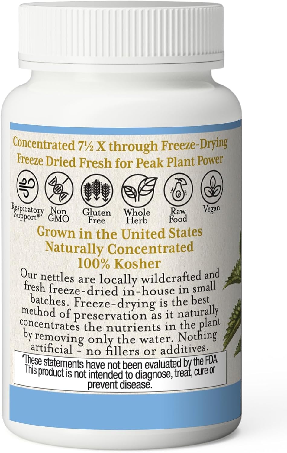 Freeze-Dried Non-GMO Nettle Leaf Capsules for Sinus Support & Respiratory Wellness - 90 Count