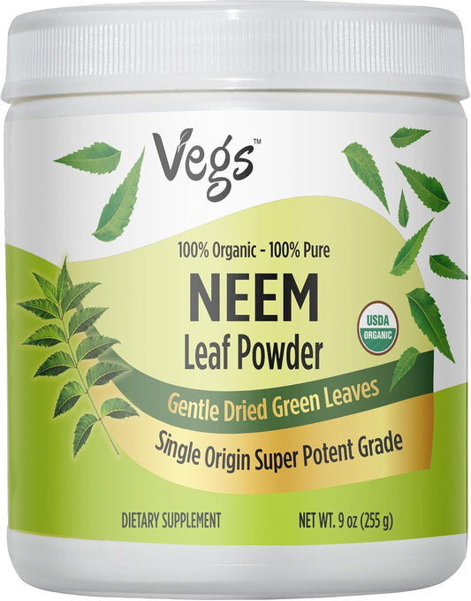 Freeze Dried Organic Neem Leaf Powder - 9 oz - Promotes Hair Growth, Skin Health, Gut Health, Immunity Boost - Natural Cleansing Supplement